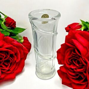 Crystal Clear Glass Vase Bohemian by Crystalex Made in Czech Republic 3"W x 8"H